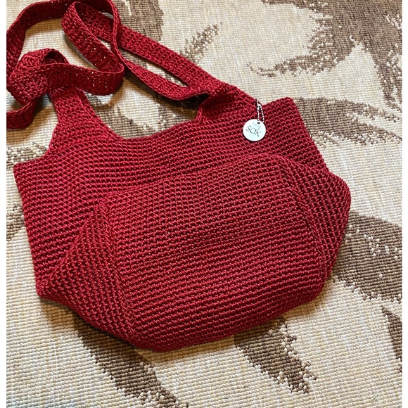 Deep Red ‘The Sak’ Crochet Shoulder Bag Set - Picture 3 of 13
